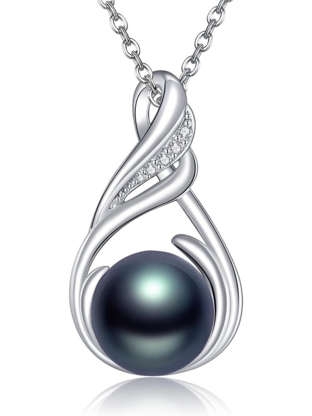 Dainty 925 Sterling Silver Black Pearl Necklace - Elegant Gift for Mom, Teacher